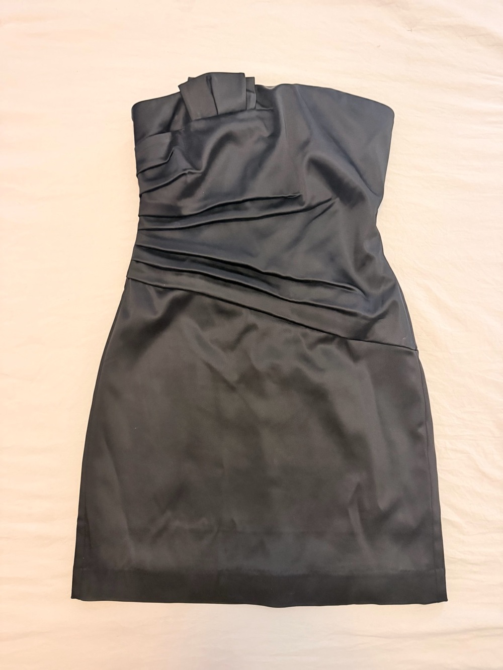 White House Black Market Black Satin Strapless Pleated Cocktail Mini Dress 4